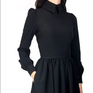 Deandri Nosferatu Dress Long Black Collar Goth